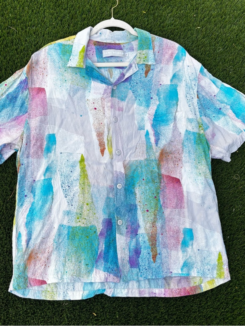 Vintage Jams World Men’s Shirt Hawaiian Ice Pop Size Large Short Sleeve Button